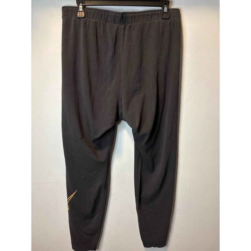 Nike Womens 1X Leggings Black Gold Glitter Spell Out Logo High Rise‎ Athletic